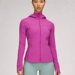 Lululemon Mist Over Jacket Pink Purple Hooded Packable Running Size 6 Athletic
